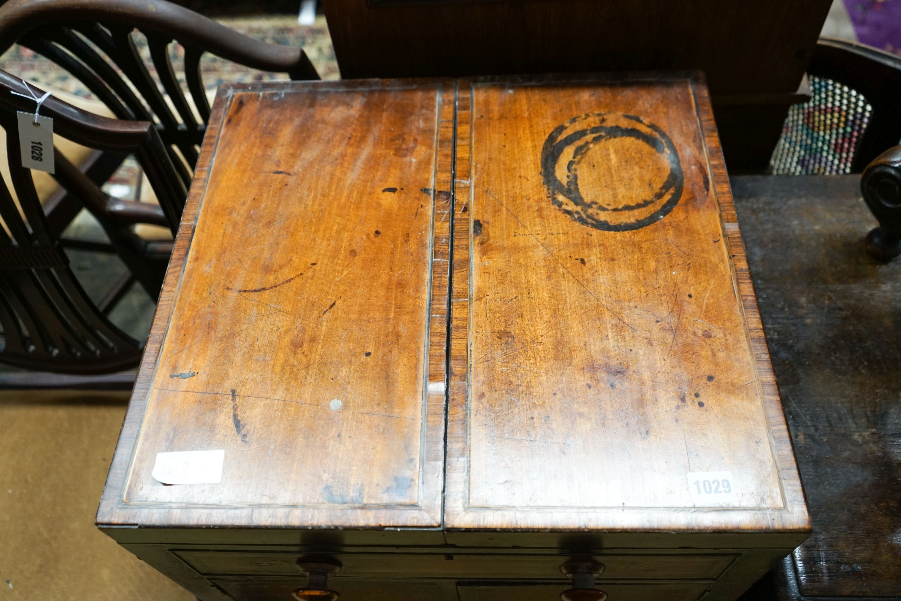 A George III banded mahogany enclosed washstand, width 50cm, depth 46cm, height 86cm